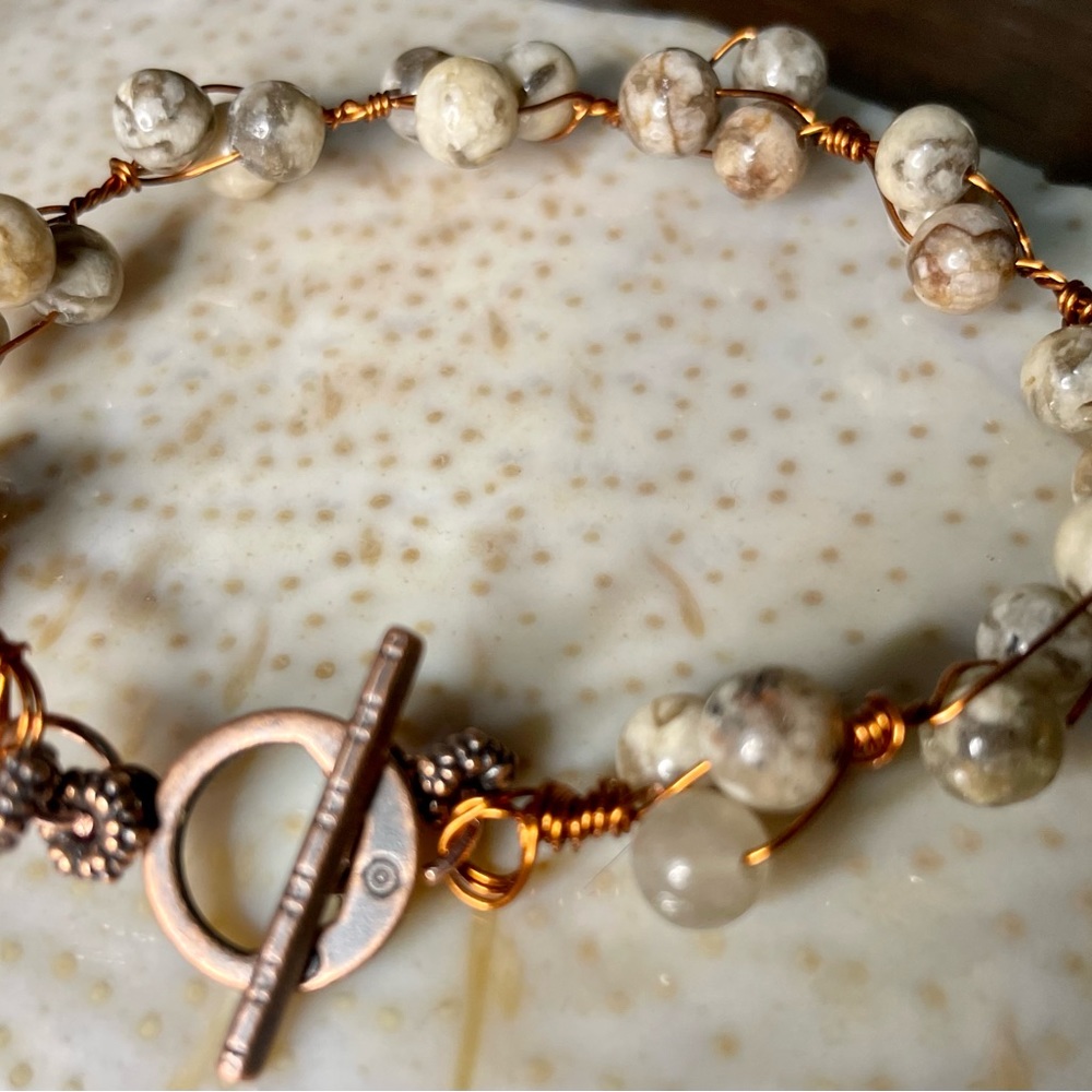 Feldspar Stone Copper Bracelet